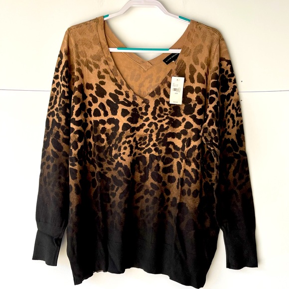 NWT! ($60) Lane Bryant Women's Plus Size Sweater Leopard Ombre Lightweight 22/24 - Picture 3 of 13
